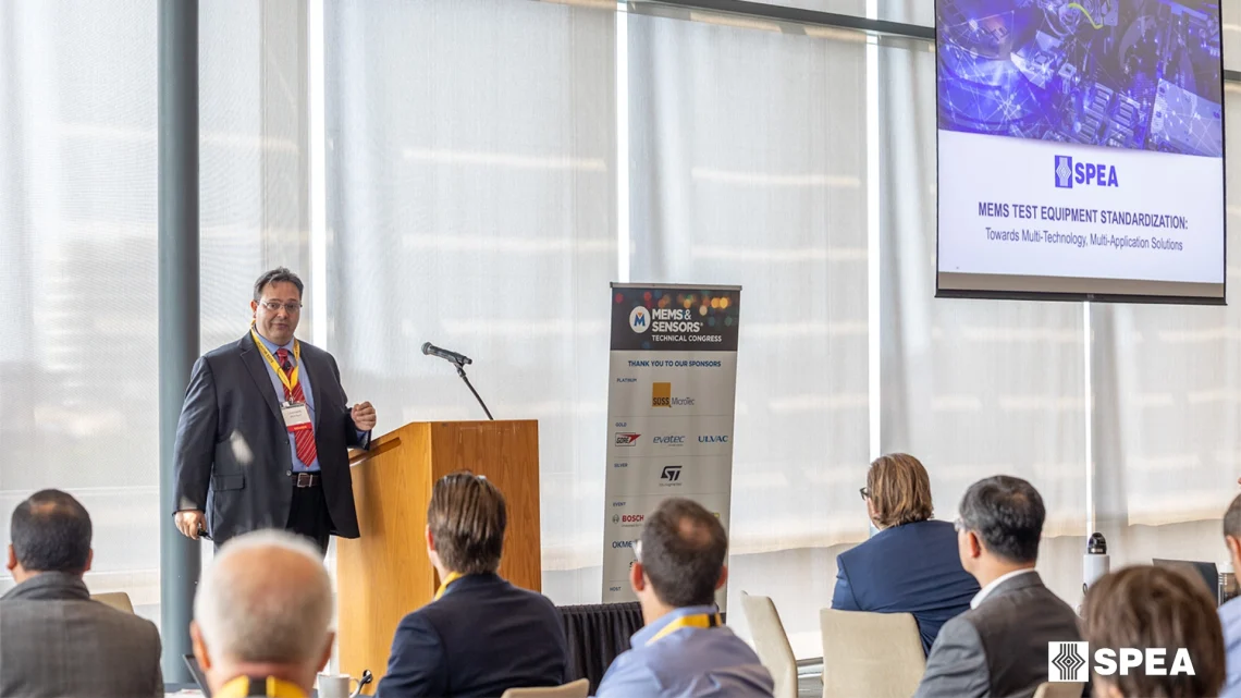 Luca Fanelli during his speech: "MEMS Test Equipment Standardization: Towards Multi-Technology, Multi-Application Solutions".