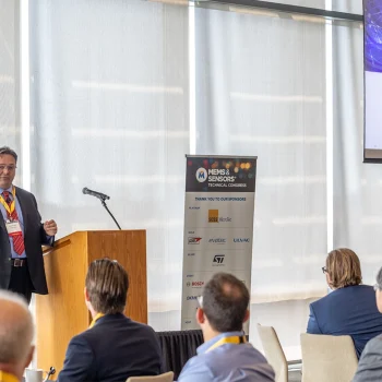 Luca Fanelli during his speech: "MEMS Test Equipment Standardization: Towards Multi-Technology, Multi-Application Solutions".