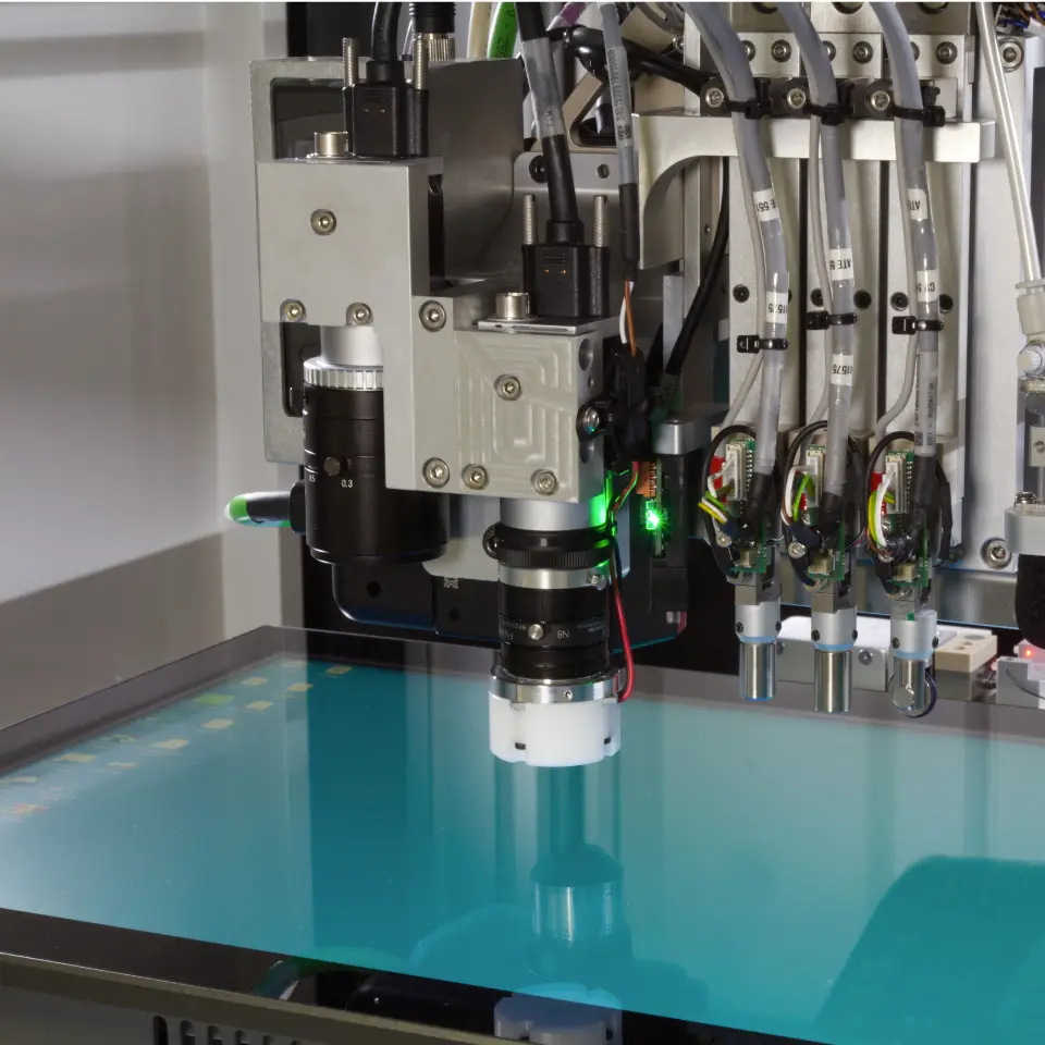 Optical tests during touch screen testing ensure display quality by checking dead pixels, backlight brightness, and color accuracy.