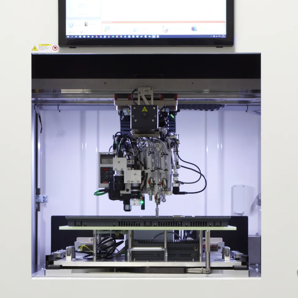 Display touch test of an industrial HMI touch screen. Verifying touch responsiveness during display touch test.